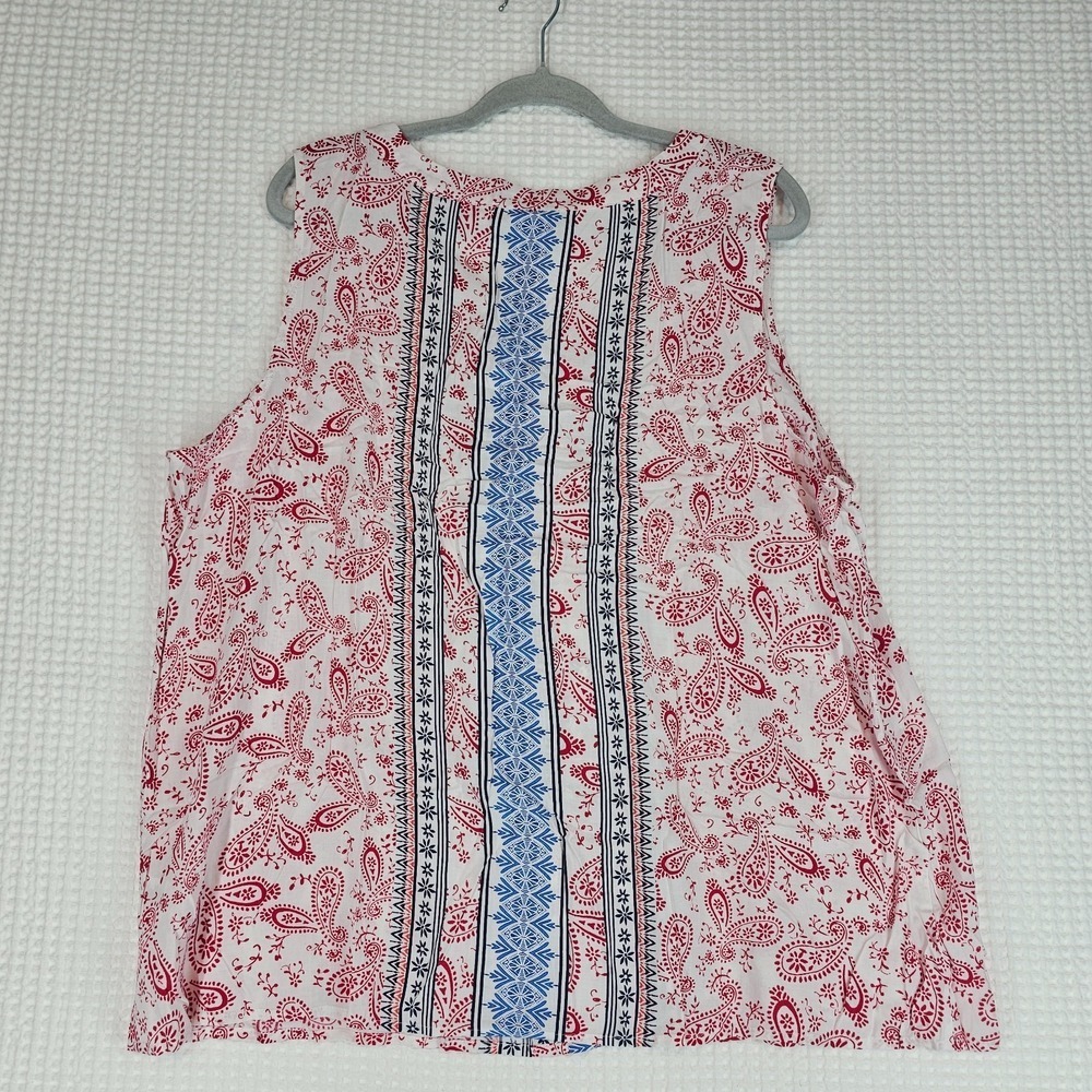 Women's Tunic Sleeveless Blouse Patriotic 3X Red White Blue NWT - Picture 8 of 16